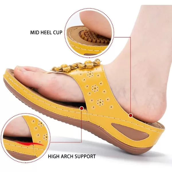 Ecetana Womens Sandals Platform Wedge: Comfortable Dressy Casual Summer Beach Shoes Slides Walking Flip Flops for Women