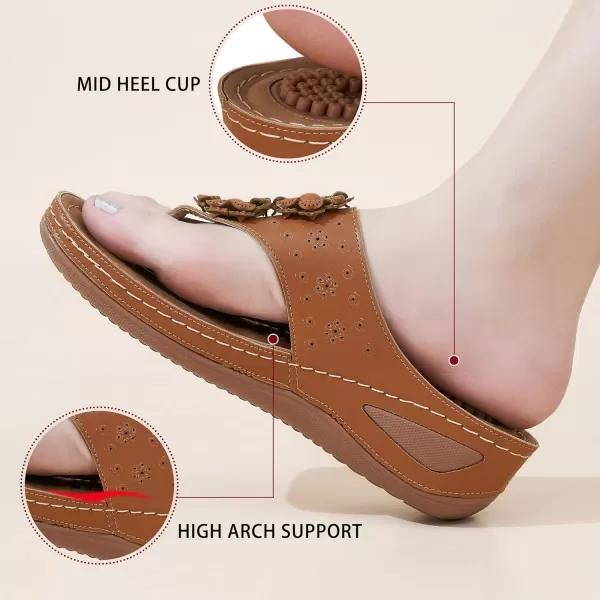 Ecetana Womens Sandals Platform Wedge: Comfortable Dressy Casual Summer Beach Shoes Slides Walking Flip Flops for Women