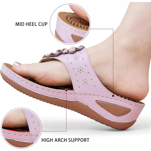 Ecetana Womens Sandals Platform Wedge: Comfortable Dressy Casual Summer Beach Shoes Slides Walking Flip Flops for Women