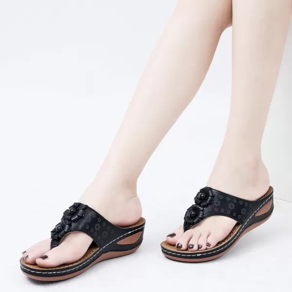 Ecetana Womens Sandals Platform Wedge: Comfortable Dressy Casual Summer Beach Shoes Slides Walking Flip Flops for Women