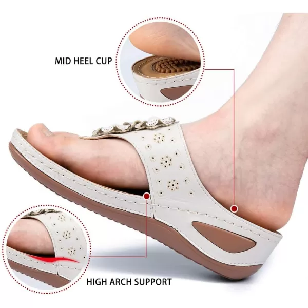 Ecetana Womens Sandals Platform Wedge: Comfortable Dressy Casual Summer Beach Shoes Slides Walking Flip Flops for Women