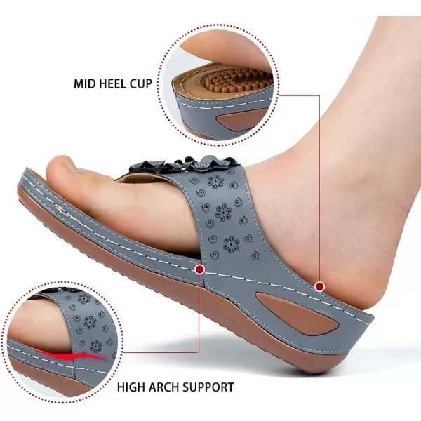 Ecetana Womens Sandals Platform Wedge: Comfortable Dressy Casual Summer Beach Shoes Slides Walking Flip Flops for Women