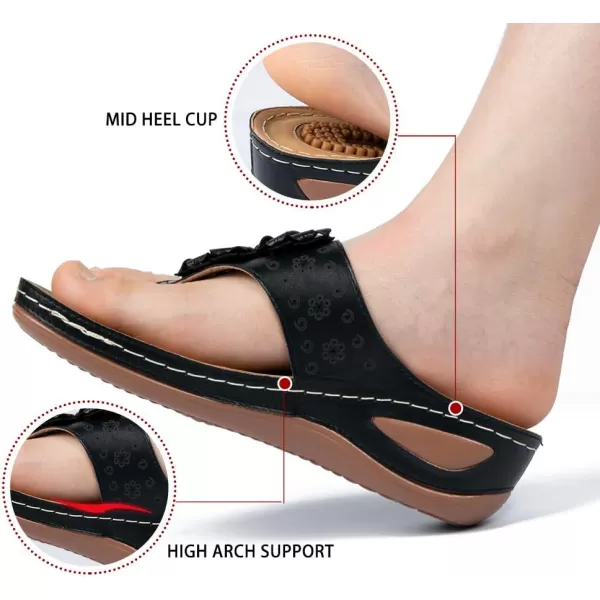 Ecetana Womens Sandals Platform Wedge: Comfortable Dressy Casual Summer Beach Shoes Slides Walking Flip Flops for Women