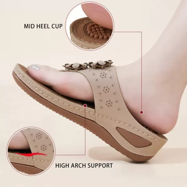 Ecetana Womens Sandals Platform Wedge: Comfortable Dressy Casual Summer Beach Shoes Slides Walking Flip Flops for Women
