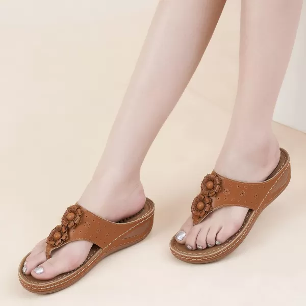 Ecetana Womens Sandals Platform Wedge: Comfortable Dressy Casual Summer Beach Shoes Slides Walking Flip Flops for Women