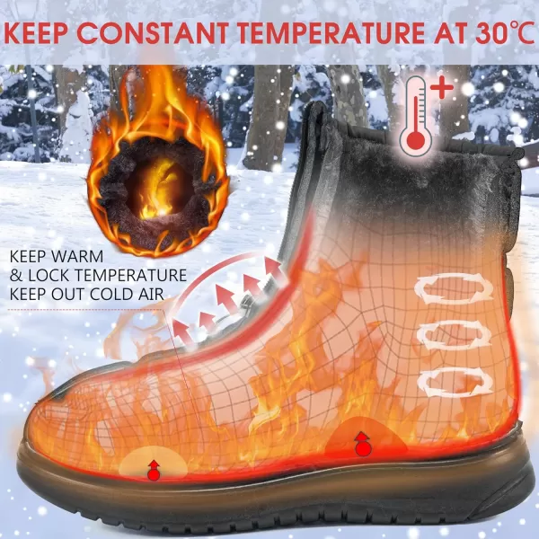 Ecetana Womens Snow Boots for Winter: Ankle Booties with Warm Fur Lined Waterproof Shoes Slip On Comfortable Lightweight Zipper Boots for Women
