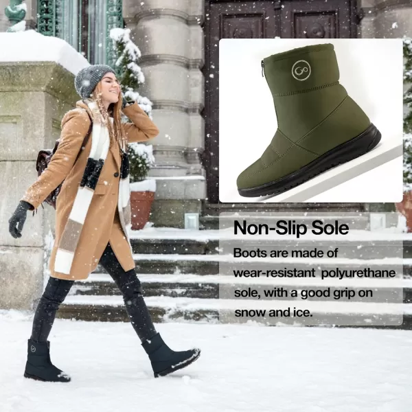 Ecetana Womens Snow Boots for Winter: Ankle Booties with Warm Fur Lined Waterproof Shoes Slip On Comfortable Lightweight Zipper Boots for Women