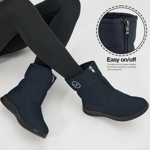 Ecetana Womens Snow Boots for Winter: Ankle Booties with Warm Fur Lined Waterproof Shoes Slip On Comfortable Lightweight Zipper Boots for Women