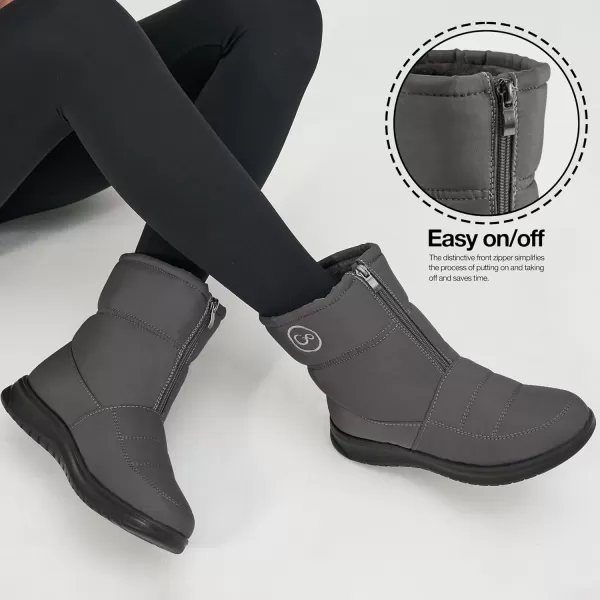 Ecetana Womens Snow Boots for Winter: Ankle Booties with Warm Fur Lined Waterproof Shoes Slip On Comfortable Lightweight Zipper Boots for Women