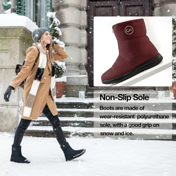 Ecetana Womens Snow Boots for Winter: Ankle Booties with Warm Fur Lined Waterproof Shoes Slip On Comfortable Lightweight Zipper Boots for Women