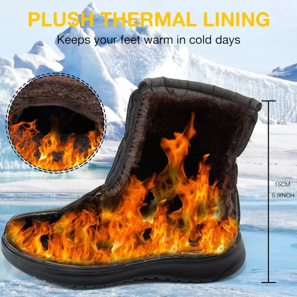 Ecetana Womens Snow Boots for Winter: Ankle Booties with Warm Fur Lined Waterproof Shoes Slip On Comfortable Lightweight Zipper Boots for Women