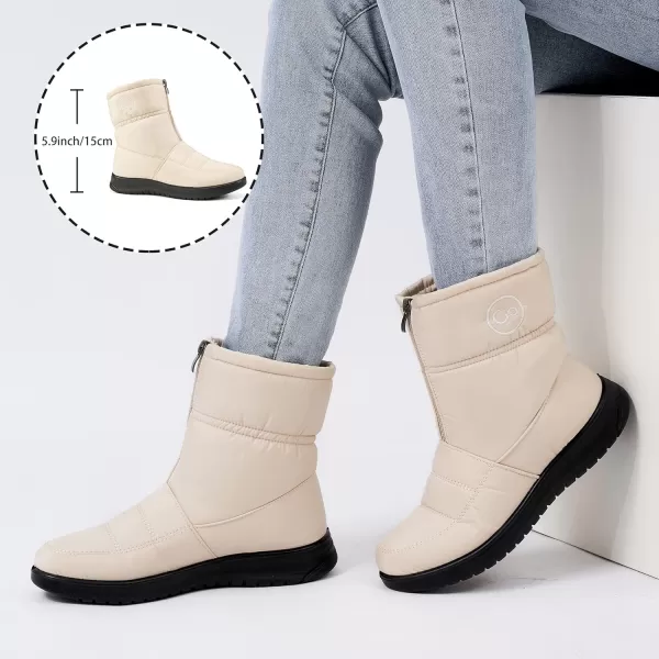 Ecetana Womens Snow Boots for Winter: Ankle Booties with Warm Fur Lined Waterproof Shoes Slip On Comfortable Lightweight Zipper Boots for Women