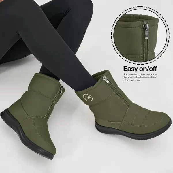 Ecetana Womens Snow Boots for Winter: Ankle Booties with Warm Fur Lined Waterproof Shoes Slip On Comfortable Lightweight Zipper Boots for Women