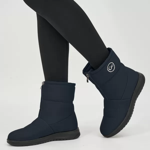 Ecetana Womens Snow Boots for Winter: Ankle Booties with Warm Fur Lined Waterproof Shoes Slip On Comfortable Lightweight Zipper Boots for Women