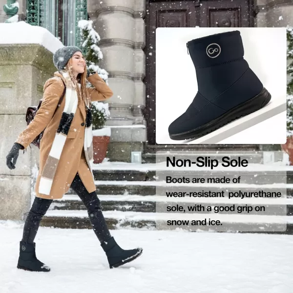 Ecetana Womens Snow Boots for Winter: Ankle Booties with Warm Fur Lined Waterproof Shoes Slip On Comfortable Lightweight Zipper Boots for Women