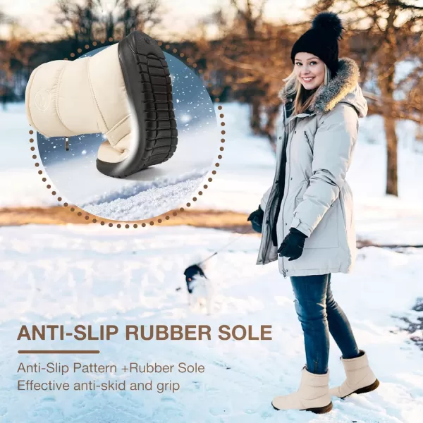 Ecetana Womens Snow Boots for Winter: Ankle Booties with Warm Fur Lined Waterproof Shoes Slip On Comfortable Lightweight Zipper Boots for Women