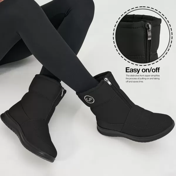 Ecetana Womens Snow Boots for Winter: Ankle Booties with Warm Fur Lined Waterproof Shoes Slip On Comfortable Lightweight Zipper Boots for Women