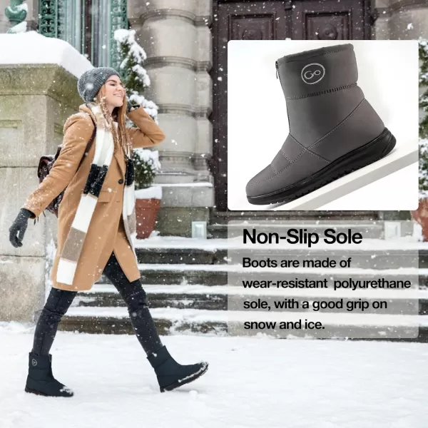 Ecetana Womens Snow Boots for Winter: Ankle Booties with Warm Fur Lined Waterproof Shoes Slip On Comfortable Lightweight Zipper Boots for Women