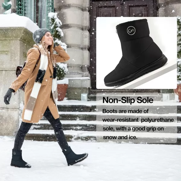 Ecetana Womens Snow Boots for Winter: Ankle Booties with Warm Fur Lined Waterproof Shoes Slip On Comfortable Lightweight Zipper Boots for Women