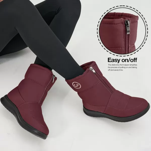 Ecetana Womens Snow Boots for Winter: Ankle Booties with Warm Fur Lined Waterproof Shoes Slip On Comfortable Lightweight Zipper Boots for Women