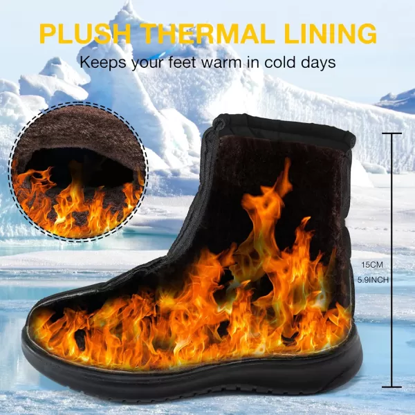Ecetana Womens Snow Boots for Winter: Ankle Booties with Warm Fur Lined Waterproof Shoes Slip On Comfortable Lightweight Zipper Boots for Women