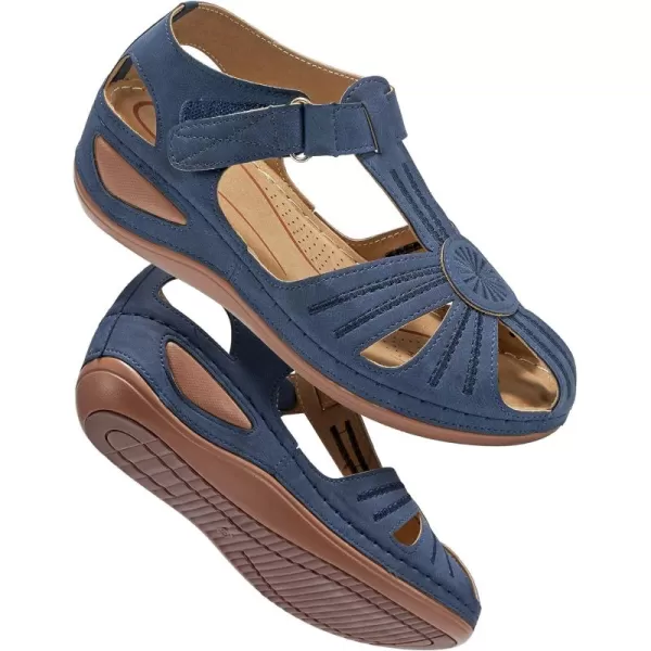 DUOYANGJIASHA Women Summer Sandals Beach Wedge Sandals Bohemia Ankle Strap Causal Comfortable Round Toe Gladiator Outdoor Shoes