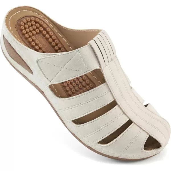 Ecetana Clogs for Women Casual Summer Sandals Adjustable Slip On Mules Comfort Breathable Walking Shoes Apricot