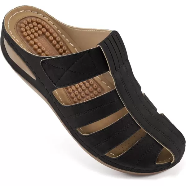 Ecetana Clogs for Women Casual Summer Sandals Adjustable Slip On Mules Comfort Breathable Walking Shoes Black