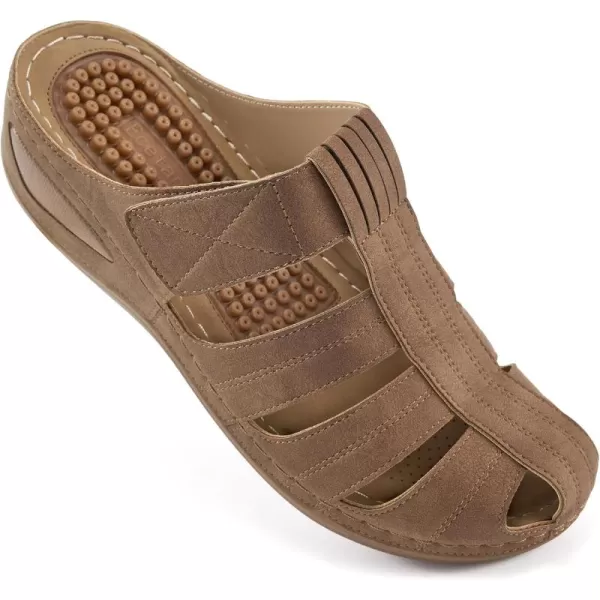Ecetana Clogs for Women Casual Summer Sandals Adjustable Slip On Mules Comfort Breathable Walking Shoes Brown