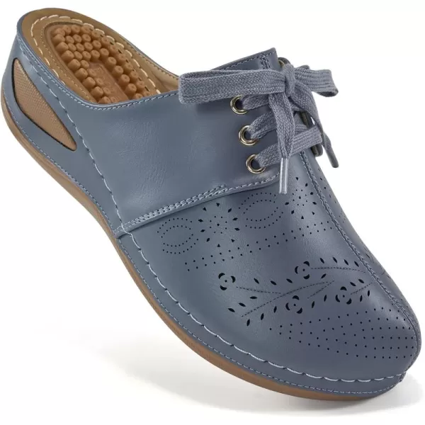Ecetana Mules for Women Slip on Clogs Shoes Casual Summer Wedge Sandals Comfort Walking Mules Blue 700a