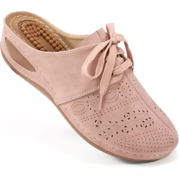 Ecetana Mules for Women Slip on Clogs Shoes Casual Summer Wedge Sandals Comfort Walking Mules Pink