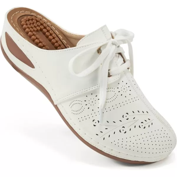 Ecetana Mules for Women Slip on Clogs Shoes Casual Summer Wedge Sandals Comfort Walking Mules White
