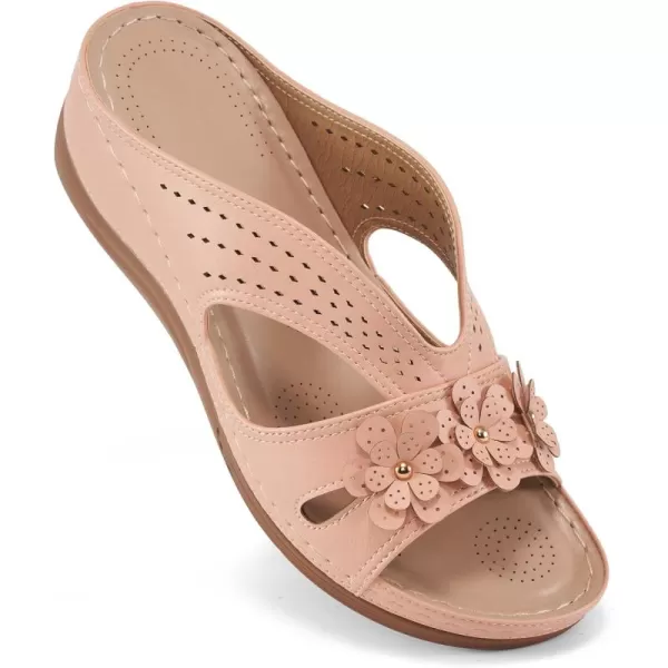 Ecetana Sandals for Women Wedge Shoes: Slip On Dressy Summer Comfortable Slides Sandals Lightweight Memory Foam Platform Shoes
