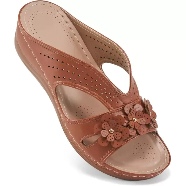 Ecetana Sandals for Women Wedge Shoes: Slip On Dressy Summer Comfortable Slides Sandals Lightweight Memory Foam Platform Shoes