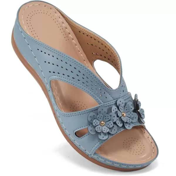 Ecetana Sandals for Women Wedge Shoes: Slip On Dressy Summer Comfortable Slides Sandals Lightweight Memory Foam Platform Shoes
