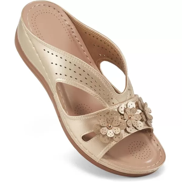 Ecetana Sandals for Women Wedge Shoes: Slip On Dressy Summer Comfortable Slides Sandals Lightweight Memory Foam Platform Shoes