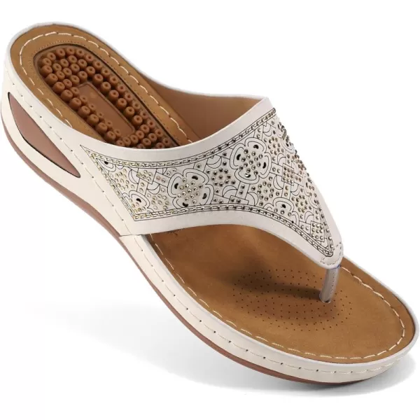 Ecetana Womens Sandals Dressy Wedge: Comfortable Summer Flip Flops Non Slip Rhinestone Platform Shoes Ladies Casual Beach Sandals for Women