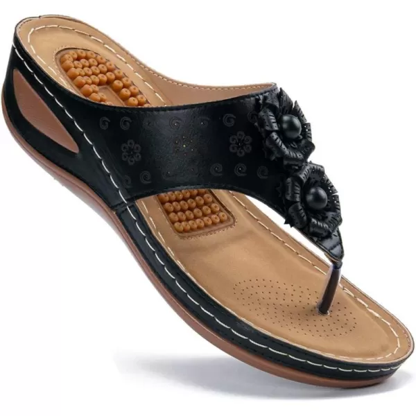 Ecetana Womens Sandals Platform Wedge: Comfortable Dressy Casual Summer Beach Shoes Slides Walking Flip Flops for Women