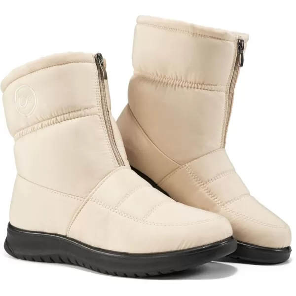 Ecetana Womens Snow Boots for Winter: Ankle Booties with Warm Fur Lined Waterproof Shoes Slip On Comfortable Lightweight Zipper Boots for Women
