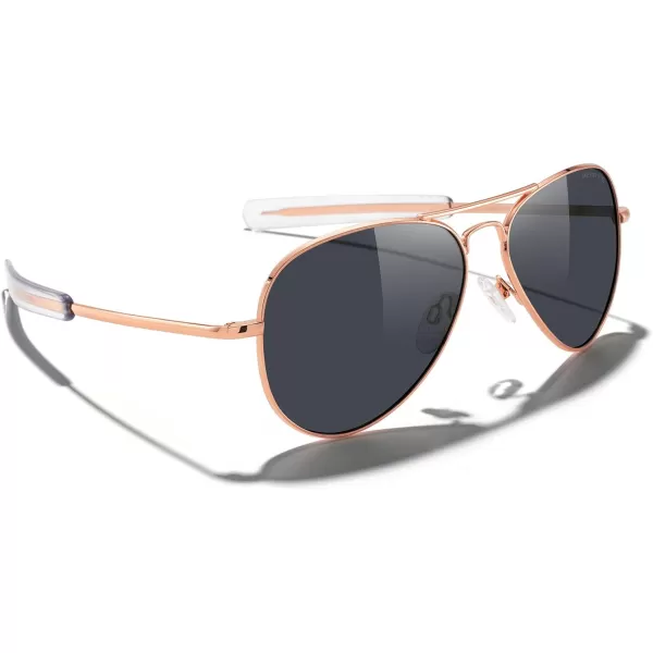 MERRYS Classic Aviator Military Polarized Sunglasses for Men or Women S856222k Rose Gold FrameBlack Polarized Lens