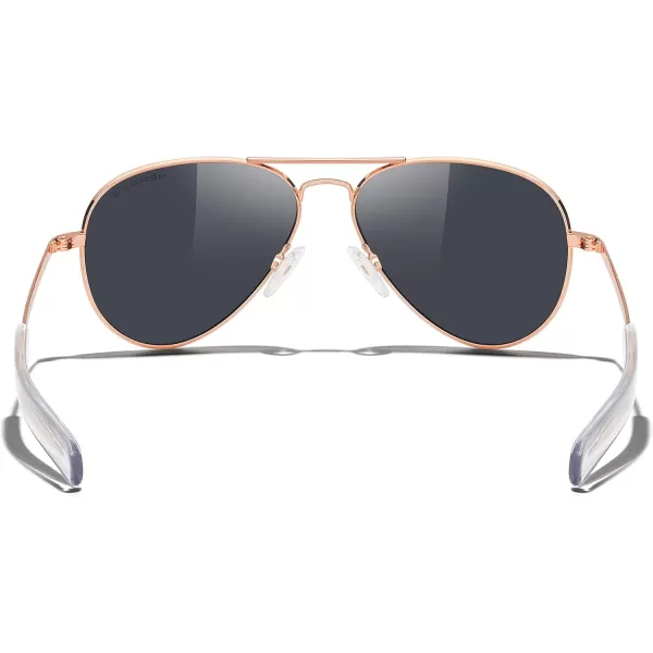 MERRYS Classic Aviator Military Polarized Sunglasses for Men or Women S856222k Rose Gold FrameBlack Polarized Lens