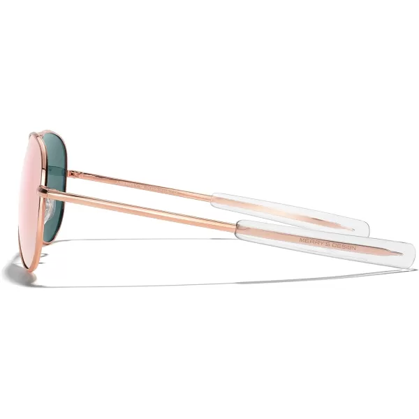MERRYS Classic Aviator Military Polarized Sunglasses for Men or Women S856222k Rose Gold FrameRose Gold Polarized Lens