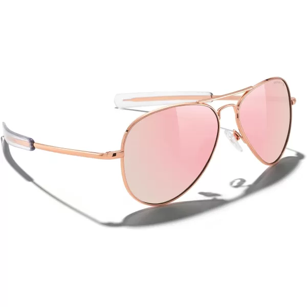 MERRYS Classic Aviator Military Polarized Sunglasses for Men or Women S856222k Rose Gold FrameRose Gold Polarized Lens