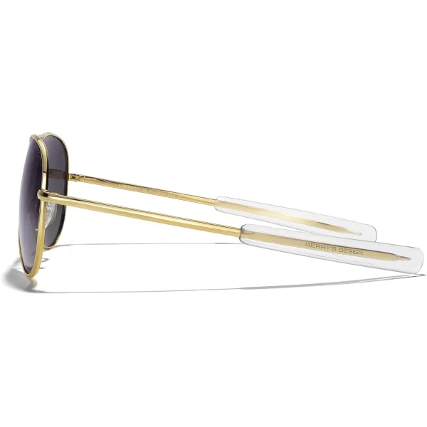 MERRYS Classic Aviator Military Polarized Sunglasses for Men or Women S856223k Gold FrameBlack Gradient Polarized Lens