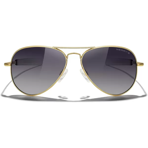 MERRYS Classic Aviator Military Polarized Sunglasses for Men or Women S856223k Gold FrameBlack Gradient Polarized Lens