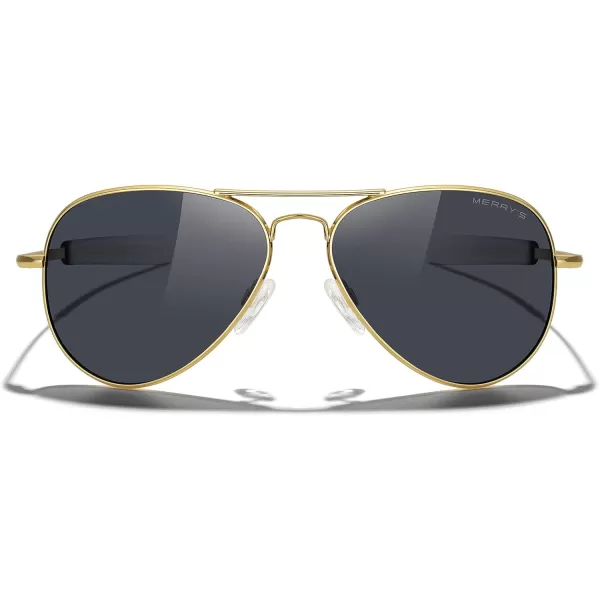MERRYS Classic Aviator Military Polarized Sunglasses for Men or Women S856223k Gold FrameBlack Polarized Lens