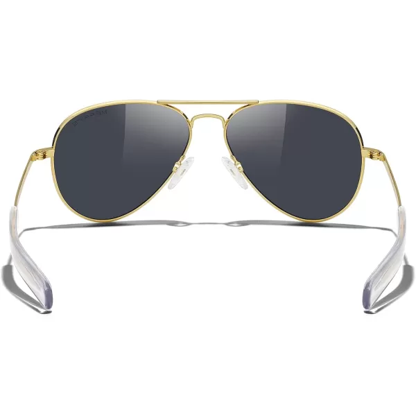 MERRYS Classic Aviator Military Polarized Sunglasses for Men or Women S856223k Gold FrameBlack Polarized Lens