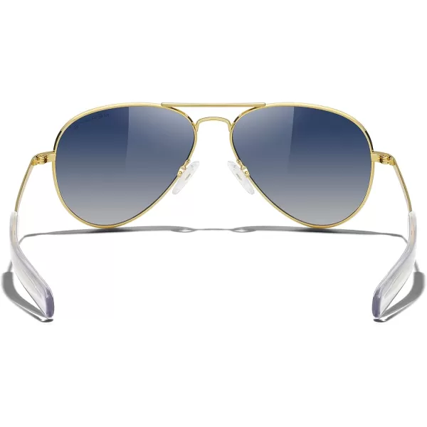 MERRYS Classic Aviator Military Polarized Sunglasses for Men or Women S856223k Gold FrameBlue Tinted Gradient Polarized Lens