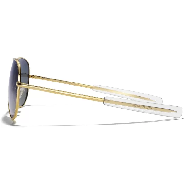 MERRYS Classic Aviator Military Polarized Sunglasses for Men or Women S856223k Gold FrameBlue Tinted Gradient Polarized Lens