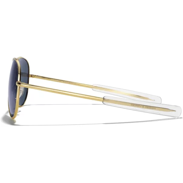 MERRYS Classic Aviator Military Polarized Sunglasses for Men or Women S856223k Gold FrameBlue Tinted Polarized Lens